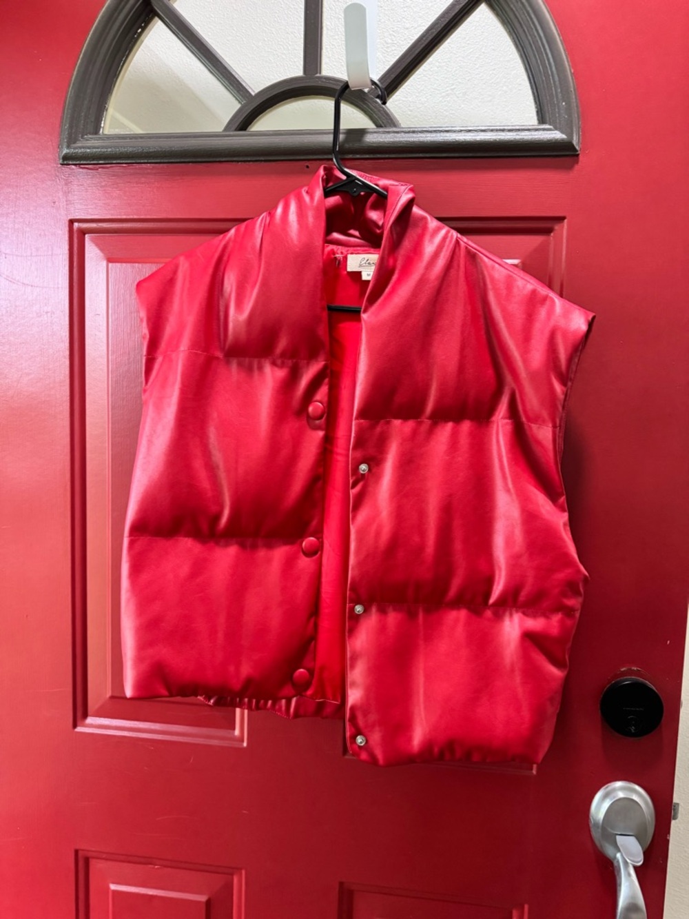 Elan Red Satin Sleeveless Puffer Vest